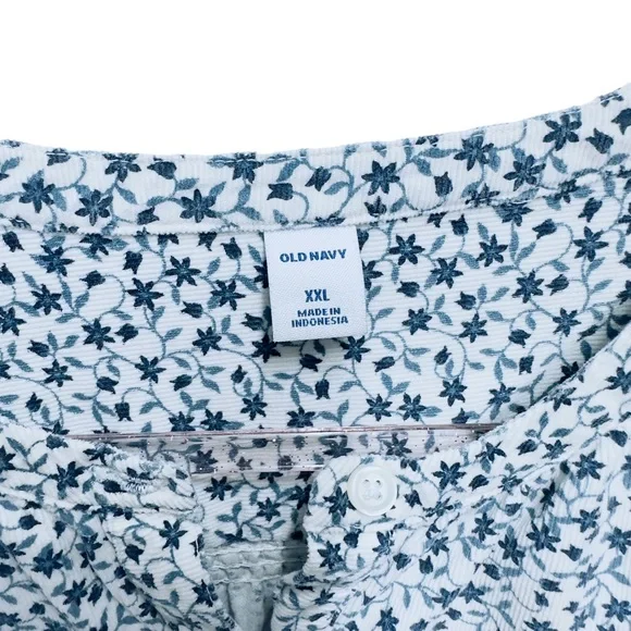 Old Navy Corduroy Knit Floral Vines Popover Top Shirt Women’s Plus Size … - Picture 6 of 7